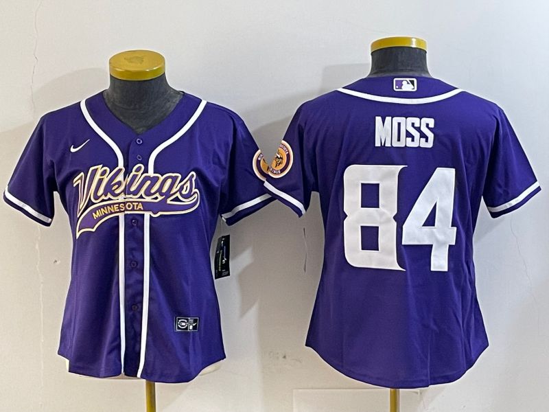 Women Minnesota Vikings #84 Moss Purple Joint Name 2024 Nike Limited NFL Jersey style 2